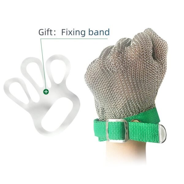 S1035-1 Knitted Strap Steel Mesh Gloves-1